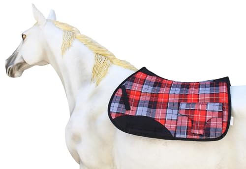Horse English All-Purpose Neoprene Shock Absorbing Plaid Saddle Pad 72TS29 - color: Red Plaid