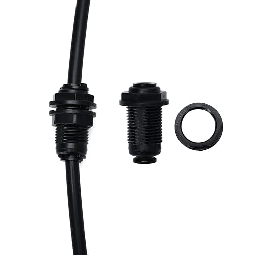 1/4" RO Water Tube Bulkhead Connector, Black, Pack of 12 - color: Black