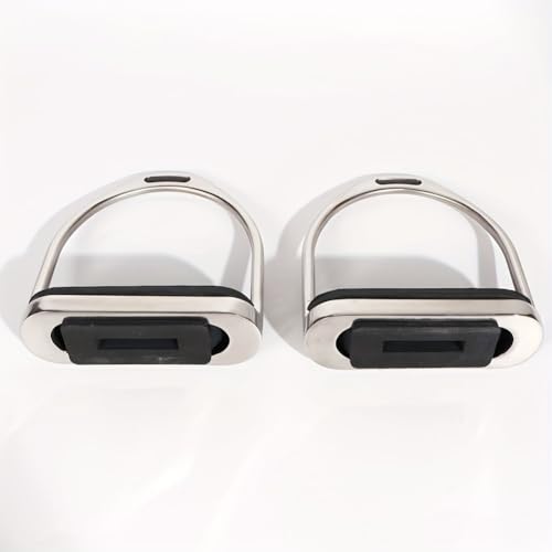 Juhua 304 Stainless Steel Horse Saddle Western Riding Stirrups Pair Leather Tread (A Pair)