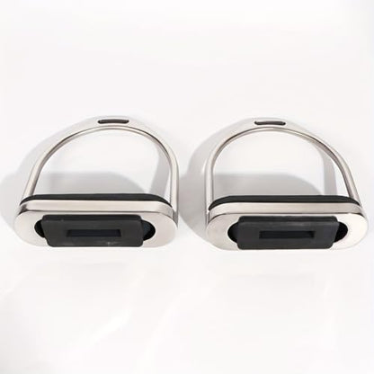 Juhua 304 Stainless Steel Horse Saddle Western Riding Stirrups Pair Leather Tread (A Pair)
