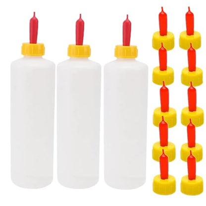 13 PCS Goat Nursing Bottles Set, 3 Pieces 400 ml Lamb Feeding Nursing Bottle, 10 Pieces Goat Milk Drink Nipple, for Farm Feeding Sheep Horse Lamb Puppy and Other Livestock - color: 13 PC SET