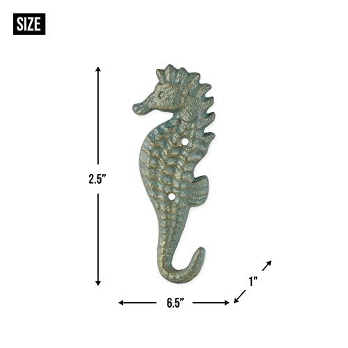 DII Cast Iron Decorative Wall Hook Set, Seahorse, 2 Count - size: Seahorse