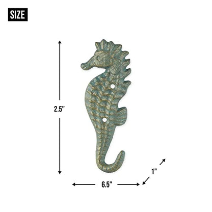 DII Cast Iron Decorative Wall Hook Set, Seahorse, 2 Count - size: Seahorse