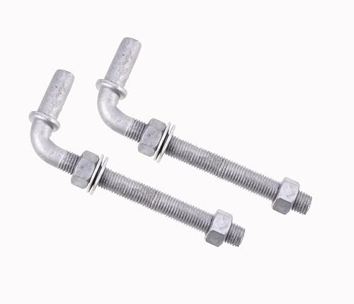 J-Bolt Post Hinge with 5/8" Hinge Pin Galvanized Post Gate Hinge for Chain Link Fence, Washers & Nuts Included (6" (2 Pcs)) - size: 6" (2 Pcs)