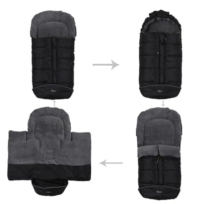 CozyMe Stroller Footmuff, Insulated Stroller Blanket Evelution, Water Repellent Winter Bunting Bag for Strollers, Central Open, Height Adjustable, M6-4T - color: Grey