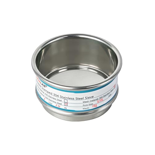 Full 304 Stainless Steel Mesh Sieve Screen, LVDALAB 132 Mesh (0.111mm) Aperture, 2.4inch(6CM) Dia Standard Sample Analysis Test Sieves Sifters Strainer for Industrial Laboratory Homes - size: 132 Mesh(0.111mm)/Ф2.4in(6CM)