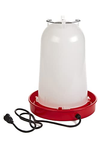 API 3 Gallon Heated Chicken or Bird Waterer with Overheating Protection, Galvanized Steel Handle, and Easy to Fill Funnel Design, White