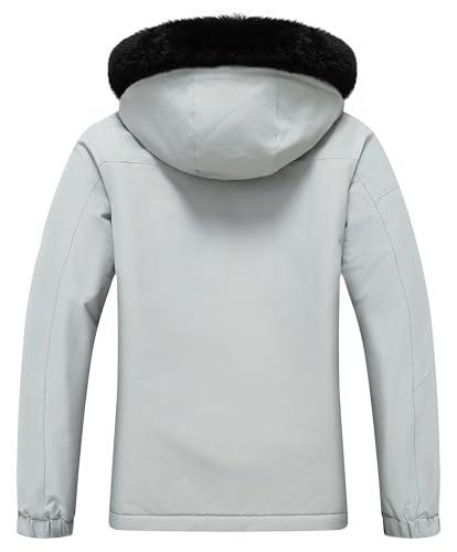 MOERDENG Women's Warm Winter Coat Insulated Snowboarding Jacket - color: Light Gray, size: Small