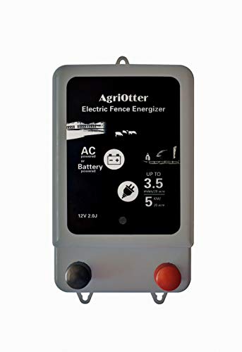 Electric Fence Energizer 20 Acre 2 in 1 Powered by Battery or AC Outlet 10000V 2J Pulse Electric