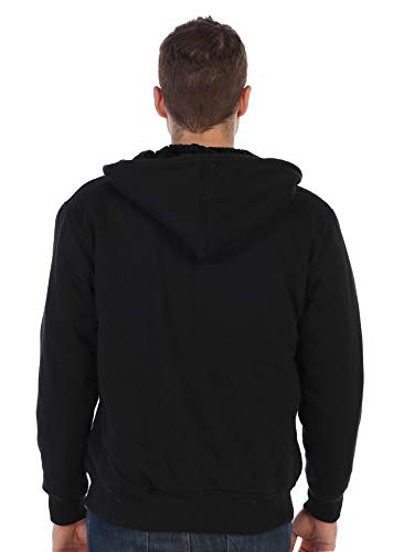 Gioberti Men's Soft Heavyweight Sherpa Lined Fleece Hoodie Jacket - color: Black B, size: Medium