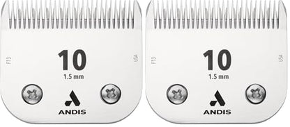 Andis – 64315, Ceramic Edge Detachable Pet Clipper Blade – Carbon-Infused Steel with Sharp Cutting Tech, Runs Cooler & Stays Sharper, Resists Rust & Heat, Size-10 - Fits AG, AGC & BDC Series, Chrome - size: 10 Blade (Pack of 2)