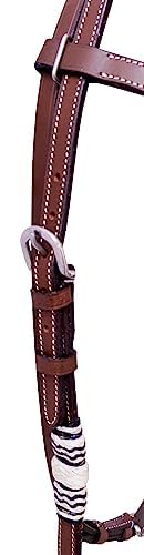 Western Tan Leather Headstall Hand braided Rawhide knotting futurity Knot Hair Tassels Bridle - Black (Cob) - size: Cob