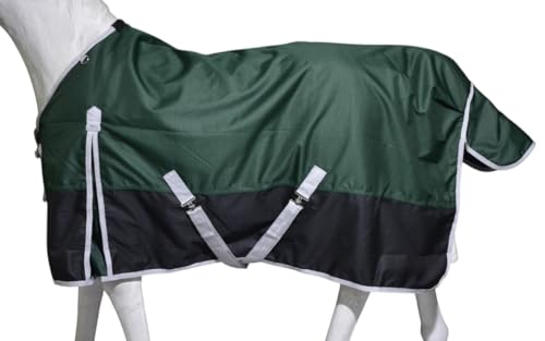 1200D Waterproof Light Weight Poly (100g Fill) Horse Winter Turnout Blanket with Standard Neck AT010002 (Green, 72") - color: Green, size: 72"