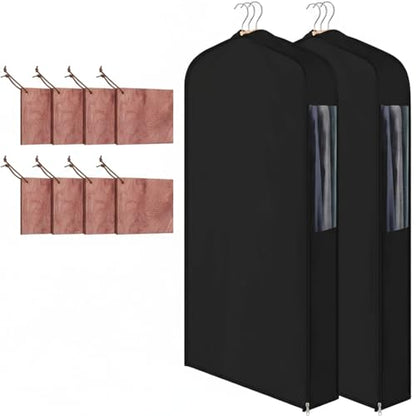 Briwooody Cotton Garment Bags, 2 Sets,Moth Protection,40 x 24 x 6 in, Black - color: Black, size: 40 x 24 x 6 Inch