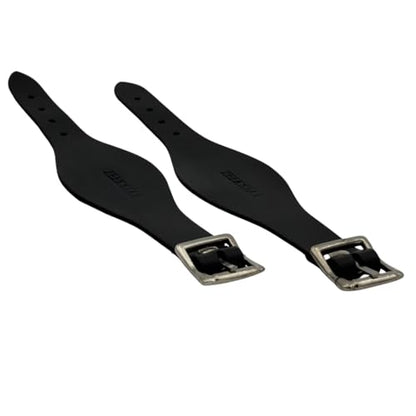 Pair of Leather Stirrup Hobble Straps Adjustable Replacement Straps for Western Saddles with Stainless Steel Buckle Closure - color: Black