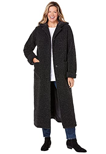 Woman Within Long Hooded Berber Fleece Coat | Women's Plus Size - color: Heather Charcoal, size: 4X