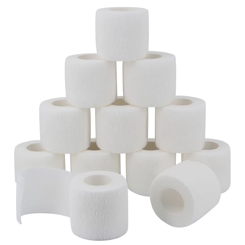 Self Adhesive Bandage Wrap Elastic Athletic Tape 12PCS 2 in X 14.7 ft White - color: White 12pcs
