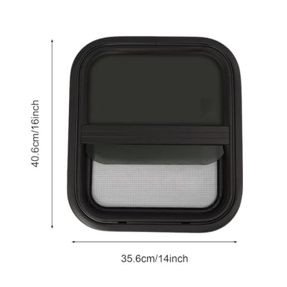 Teardrop Trailer Window, Universal Vertical Sliding RV Window with Screen Window, Direct Replacement, 14"W×16"H - size: 14"W×16"H