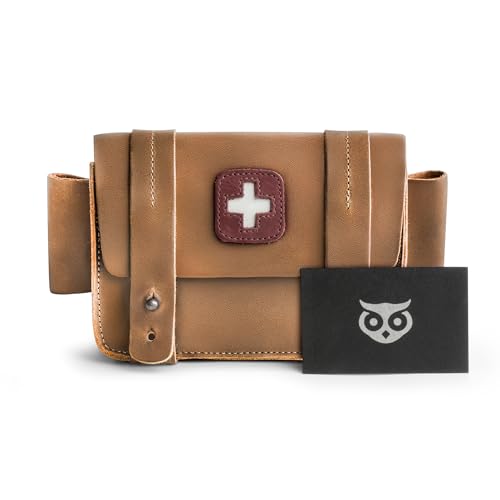 Hide & Drink, Empty First Aid Bag, Mini Medical Storage Pouch, Rectangular Bag for Survival Kit, Full Grain Leather, Handmade - color: Single Malt Mahogany