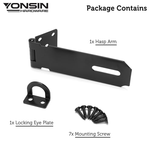 5" Door Padlock Safety Hasp Latch, Door Hasp Clasp Lock Gate Shed Hasp Latch Lock for Door Window Cabinet Pet Cage Toolbox Shed Fence, 304 Stainless Steel, Matte Black Finish, 1 Pack - size: 5 Inch