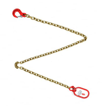 Grade 80 Single-Leg Chain Sling, 5/16 in Chain x 6 ft, WLL 4,400 lb, Oblong Master Link & Clevis Sling Hook - size: 5/16 in x 6 ft