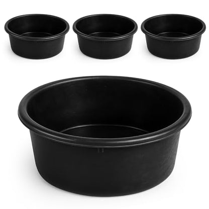 MAQUITA 4Pcs Rubber Feed Pan, Utility Feed Bucket, 1 Gallon Rubber Bowl Chicken Dust Bath Livestock Water Bowl for Pig Goat Chicken Dogs Farm Small Animal(10.6 x 4.1Inches)