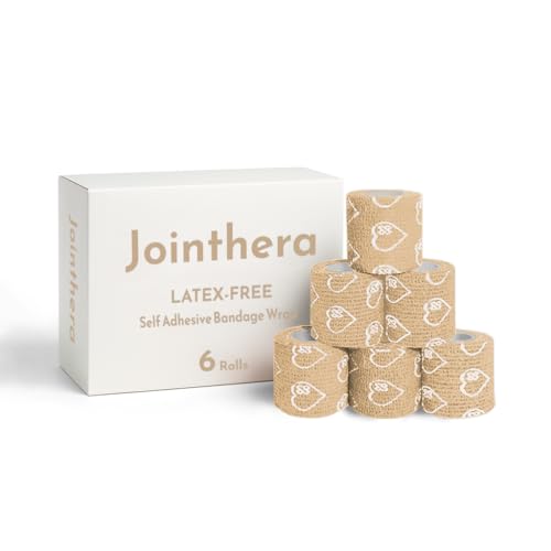 Latex Free Self Adhesive Bandage Wrap - 2 Inch x 5 Yards, 6 Pack - color: Beige, size: 6 Count (Pack of 1)