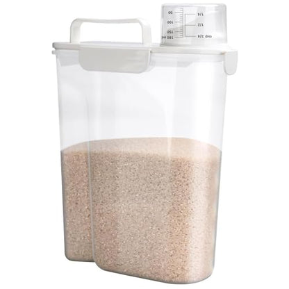 Viretec Rice Storage Container, 5 to 10lb Dry Food Airtight Dispenser, Pet Dog Cat Food Canister, BPA Free Clear Plastic Kitchen and Pantry Organization Bin for Oatmeal, Cereal, Pasta, Flour White - color: 6L/White