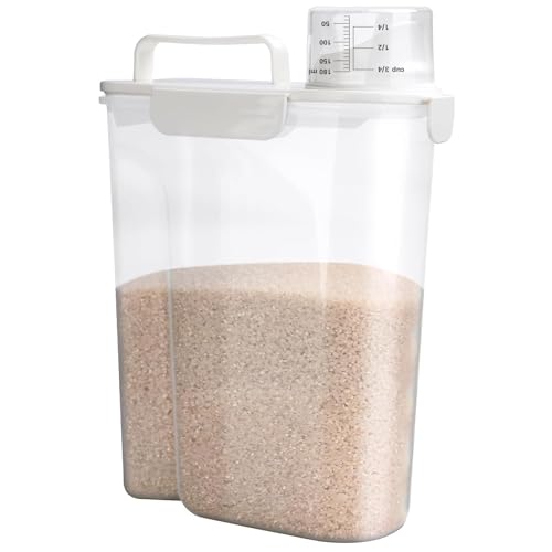 Viretec Rice Storage Container, 5 to 10lb Dry Food Airtight Dispenser, Pet Dog Cat Food Canister, BPA Free Clear Plastic Kitchen and Pantry Organization Bin for Oatmeal, Cereal, Pasta, Flour White - color: 6L/White