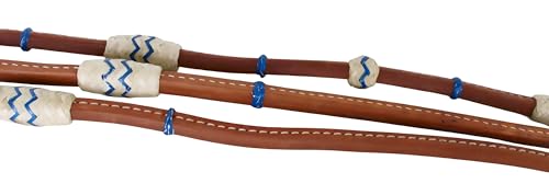 CHALLENGER USA Horse Western Tack Leather Rawhide Romal Reins 66RT36 - color: Tan Royal Blue