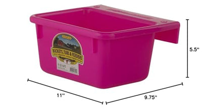 Little Giant® Plastic Mini Feeder | Fence Feeder | Goat Feeder | Durable & Mountable Bucket for Livestock | Made in USA | 6 Quart | Hot Pink