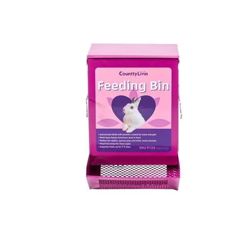 Metal Small Animal Feeder with Lid, Heavy Duty Feeder, Large Capacity Food Dispenser, Great for Rabbits, Guinea Pigs, Chinchillas and Other Small Animals. (4.6 inch, Purple) (Pack of 2) - color: Purple, size: 4.6 inch (Pack of 2)