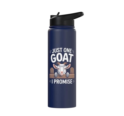 Just One Goat I Promise Cute Coat Pygmy Goat Farmer Stainless Steel Insulated Water Bottle - color: Navy Blue