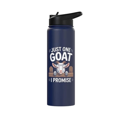 Just One Goat I Promise Cute Coat Pygmy Goat Farmer Stainless Steel Insulated Water Bottle - color: Navy Blue