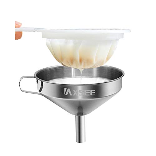 5-Inch Stainless Steel Funnel with Fine Mesh Strainer, 200 Mesh Cooking Oil Filter