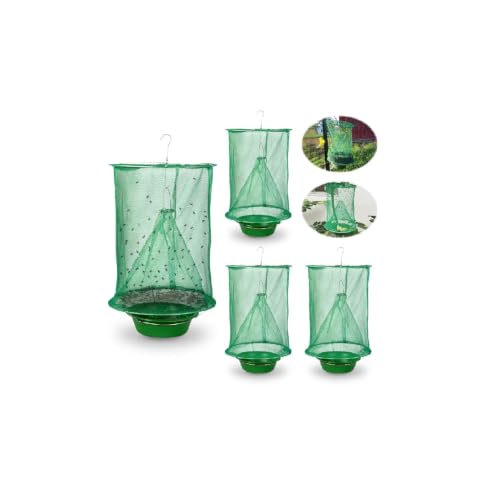 4 Pack Reusable Ranch Fly Traps Outdoor Hanging Fly Cage - size: 4 pack