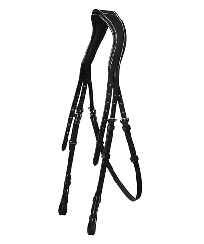 English Horse Bridle with Anatomic Crank Noseband & Detachable Flash | Vegetable Tanned Leather Jumping Bridle, Ergonomic Pressure Relief Crownpiece | Reins Included | Black, Brown - color: Black, size: Cob/Medium Size