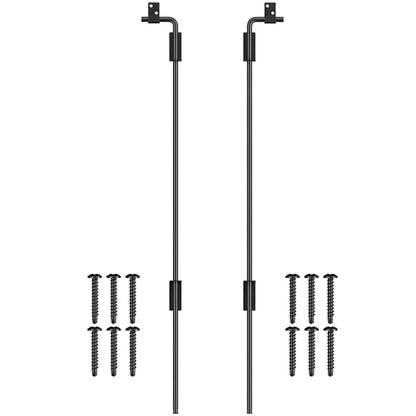 Heavy Duty Cane Bolt Gate Drop Rod, 36" Black Gate Latches Hardware for Wood Fence/Metal/Vinyl/Double Gates, Outdoor Gate Ground Latch Drop Rod with Mounting Screws, 2 Pack - size: 36 Inch