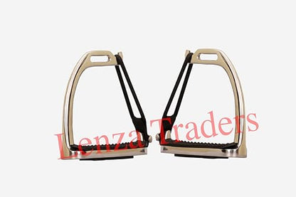 Peacock Silver Polish Safety Stirrups Horse Riding S Steel with Treads, Horse Stirrups, Equestrian Peacock Safety Stirrups for Adults/Childerns - size: 4.75" inch