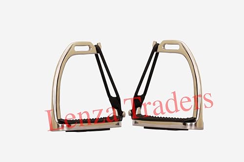 Peacock Silver Polish Safety Stirrups Horse Riding S Steel with Treads, Horse Stirrups, Equestrian Peacock Safety Stirrups for Adults/Childerns - size: 4.5" inch