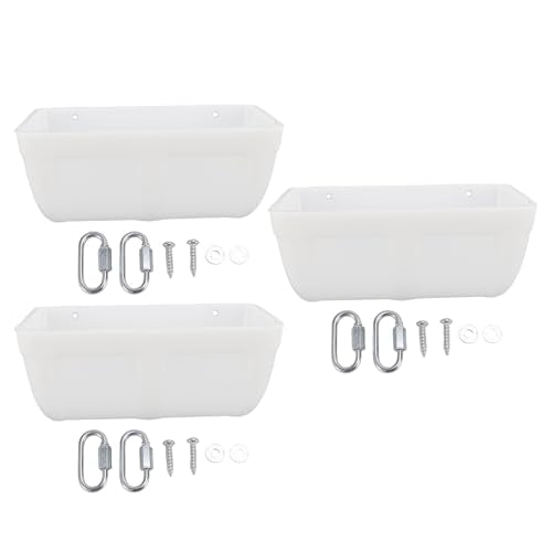 Hanging Fence Feed Trough, Large Capacity Hanging Chicken Feeder Livestock Feeding Container, Poultry Waterer Bucket for Goat, Sheep, Goose (White) - color: White