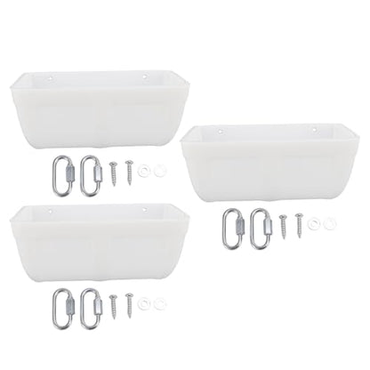 Hanging Fence Feed Trough, Large Capacity Hanging Chicken Feeder Livestock Feeding Container, Poultry Waterer Bucket for Goat, Sheep, Goose (White) - color: White