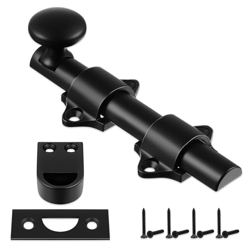 Tandefio 4" Dutch Door Bolt Heavy Duty Latch for Gate, Black | Solid Brass Slide Cane Bolt Hardware Locks Attic Latch for Dutch Sliding Barn Door Wooden Fence Metal Gate, Screws Included - color: Black, size: 4 Inch