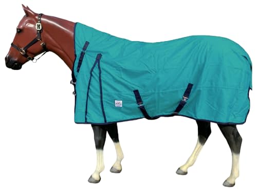 Waterproof 1200 Denier Adjustable High Neck Midweight Turnout Blanket - color: Teal - Black, size: 81