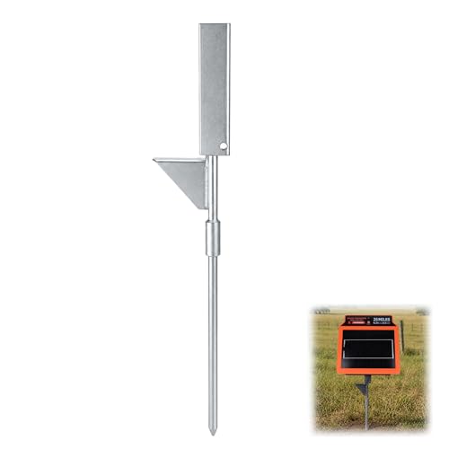 18.5 Inch 2-in-1 Portable Electric Fence Energizer Stand & Grounding Stake, Detachable Anti-Corrosion Metal Mount with Step-in Foot Pedal