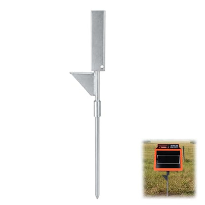 18.5 Inch 2-in-1 Portable Electric Fence Energizer Stand & Grounding Stake, Detachable Anti-Corrosion Metal Mount with Step-in Foot Pedal