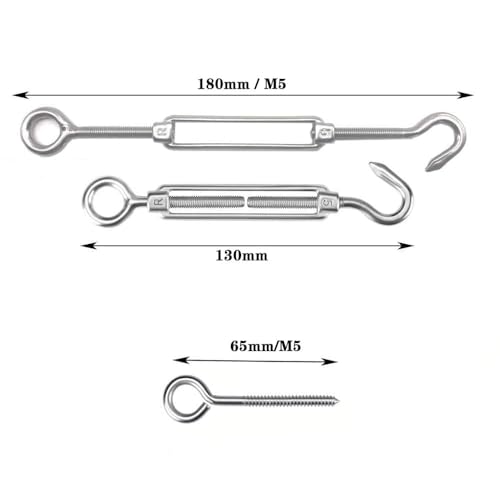 M5 Turnbuckles for Cables Wire, 200ft 1/16 Vinyl Coated 304 Stainless Cable - color: 60M+M5 Turnbuckle Wire Tensioner Kit