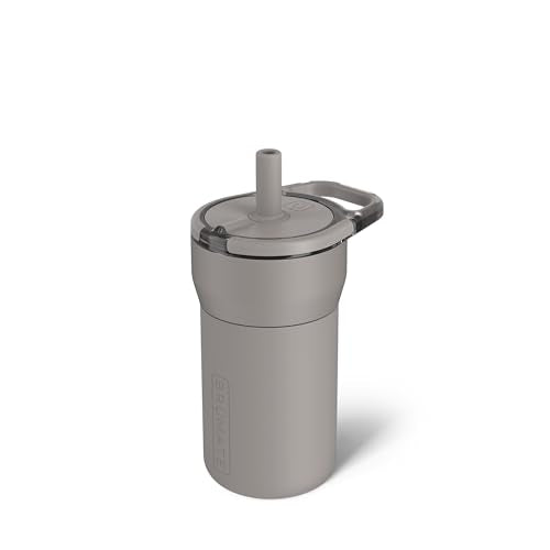 BrüMate Leap 12oz 100% Leakproof Kids Tumbler with Handle and Silicone Soft Straw | Drop Resistant Silicone Sleeve | For Kids 4+ | Insulated Stainless Steel | Cup Holder Friendly | 12oz (Mocha) - color: Mocha