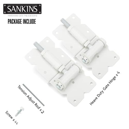 Self Closing Gate Hinges Heavy Duty, 90 Degree Adjustable, 4Pcs - color: White(2pcs)