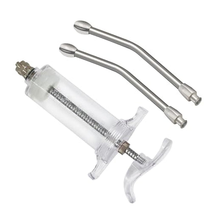 30ml Reusable Goat Syringe with 2 Drench Nozzle,Adjustable Dosage Detachable Drench Syringe for Sheep,Rabbit,Cat,Dog ,Goat Suppplies